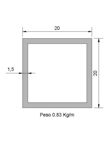 Tubo Cuadrado Inox ICS-20X20X1,5 316 2B