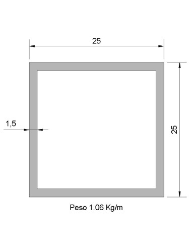 Tubo Cuadrado Inox ICS-25X25X1.5 316 BA