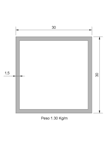 Tubo Cuadrado Inox ICS-30X30X1.5 316 2B