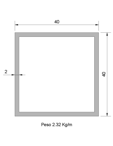Tubo Cuadrado Inox ICS-40X40X2 316 2B
