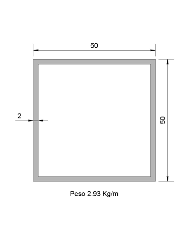 Tubo Cuadrado Inox ICS-50X50X2 316 2B
