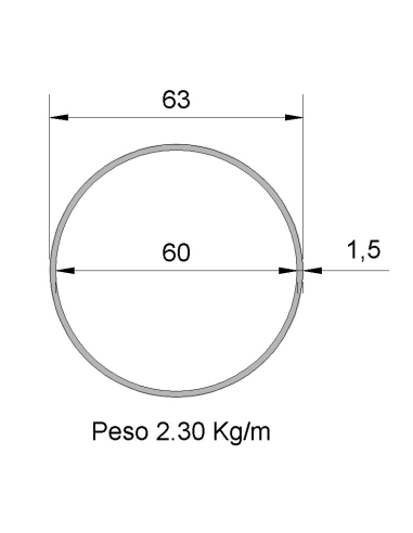 Tubo Redondo Inox IDS-63X1.5 316 BA