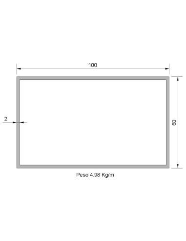 Tubo Rectangular Inox IRS-100X60X2...
