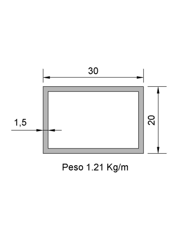 Tubo Rectangular Inox IRS-30X20X1.5...