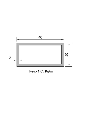 Tubo Rectangular Inox IRS-40X20X2 316 2B