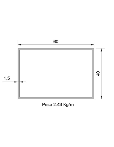 Tubo Rectangular Inox IRS-60X40X1.5...