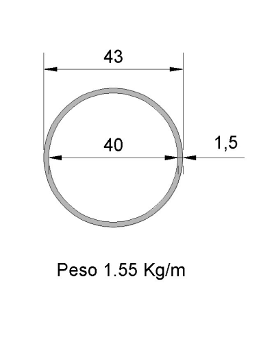 Tubo Redondo Inox IDS-43X1.5 304...