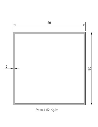Tubo Cuadrado Inox ICS-80X80X2 316 BA