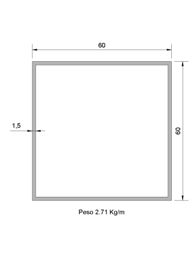 Tubo Cuadrado Inox ICS-60X60X1.5 316 BA