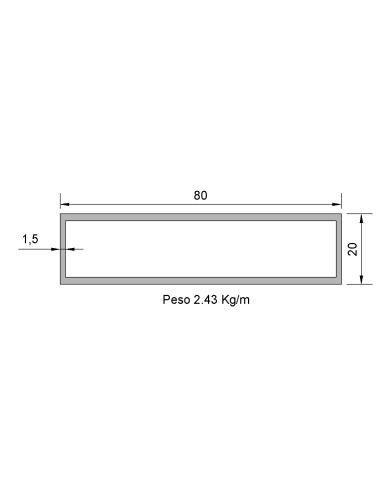 Tubo Rectangular Inox IRS-80X20X1.5...