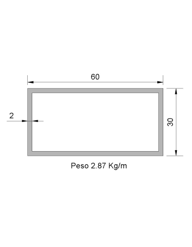 Tubo Rectangular Inox IRS-60X30X2 316 2B