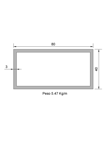 Tubo Rectangular Inox IRS-80X40X3 316 2B