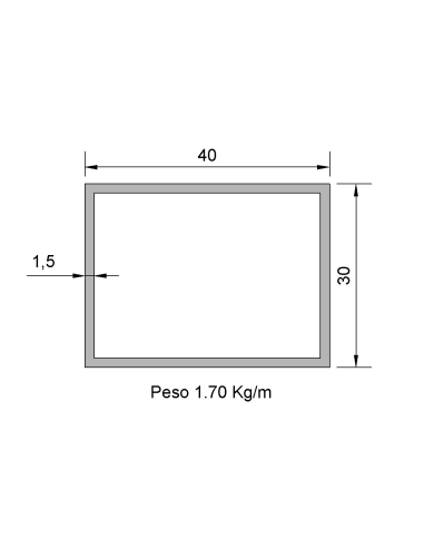 Tubo Rectangular Inox IRS-40X30X2 304 2B