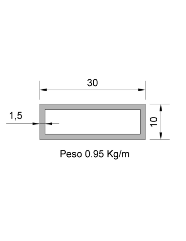 Tubo Rectangular Inox IRS-30X10X1.5...