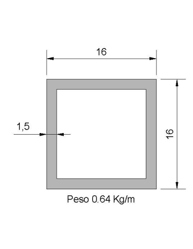 Tubo cuadrado CS-16X16X1.5 GALVANIZADO