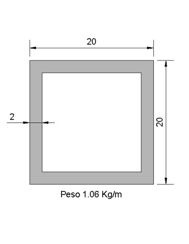 Tubo cuadrado CS-20X20X2 DECAPADO S275JR