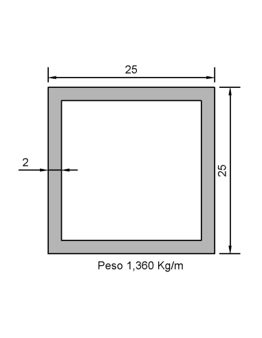 Tubo cuadrado CS-25X25X2 DECAPADO S275JR