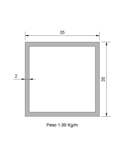 Tubo cuadrado CS-35X35X2 GALVANIZADO