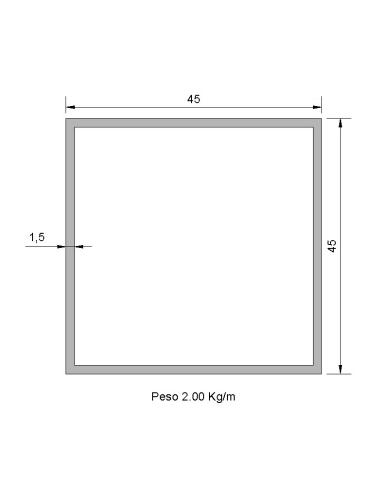 Tubo cuadrado CS-45X45X1.5 GALVANIZADO