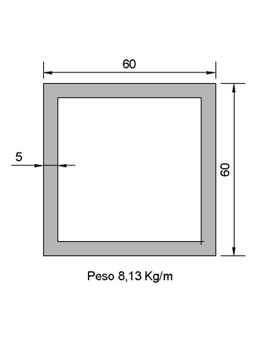 Tubo Cuadrado CS-60X60X5 NegroS275JR