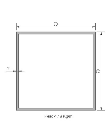 Tubo cuadrado CS-70X70X2 GALVANIZADO