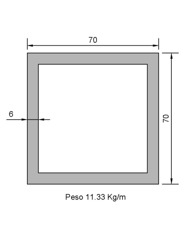Tubo Cuadrado CS-70X70X6 Negro S275JR