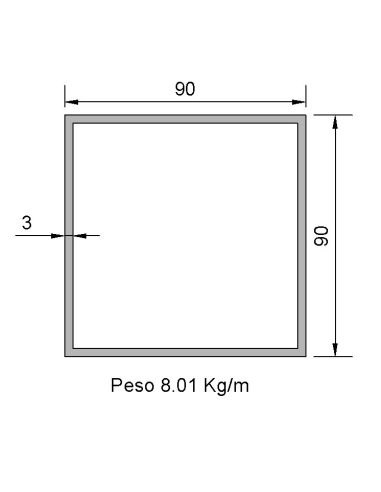 Tubo cuadrado CS-90X90X3 NegroS275JR