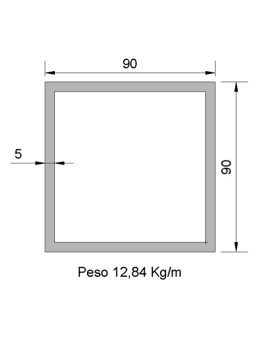 Tubo Cuadrado CS-90X90X5 Negro S275JR