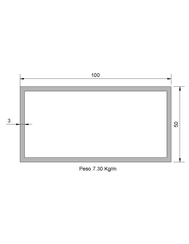 Tubo Rectangular RS-100X50X3 Negro