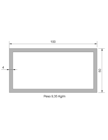 Tubo Rectangular RS-100X50X4 Negro