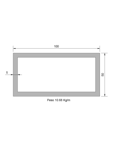 Tubo Rectangular RS-100X50X5 Negro
