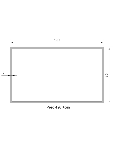 Tubo Rectangular RS-100X60X2 Decapado