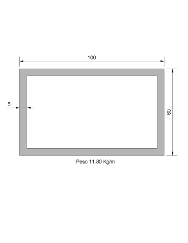 Tubo Rectangular RS-100X60X5 Negro