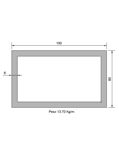 Tubo Rectangular RS-100X60X6 Negro