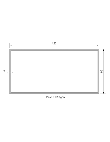 Tubo Rectangular RS-120x60x2 Galvanizado