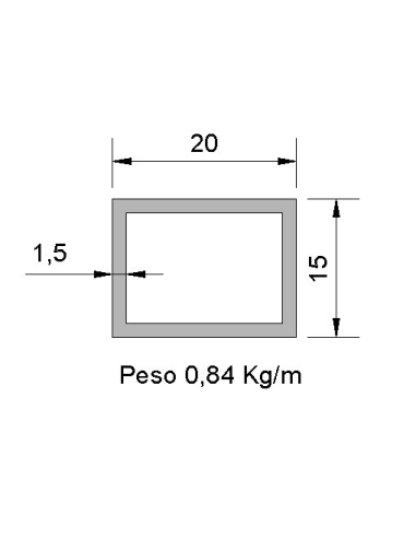 Tubo Rectangular RS-20X15X1.5 Decapado