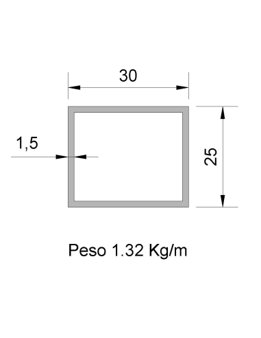 Tubo Rectangular RS-30x25x1.5...