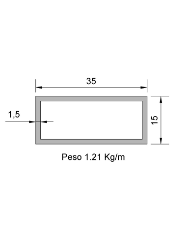 Tubo Rectangular RS-35X15X1.5 Decapado