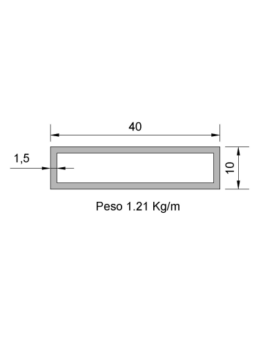 Tubo Rectangular RS-40x10x1.5...