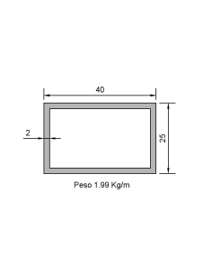 Tubo Rectangular RS-40X25X2...