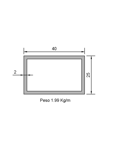 Tubo Rectangular RS-40X25X2 Decapado