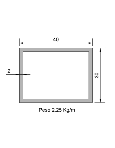 Tubo Rectangular RS-40X30X2 Decapado