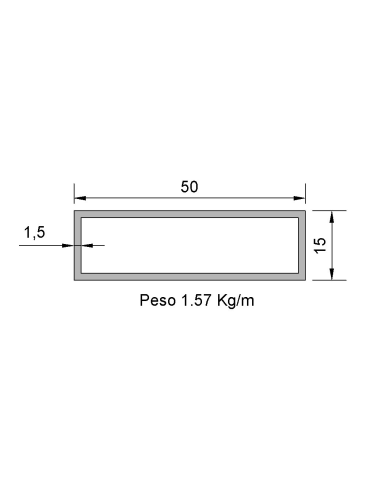 Tubo Rectangular RS-50X15X1.5 Decapado