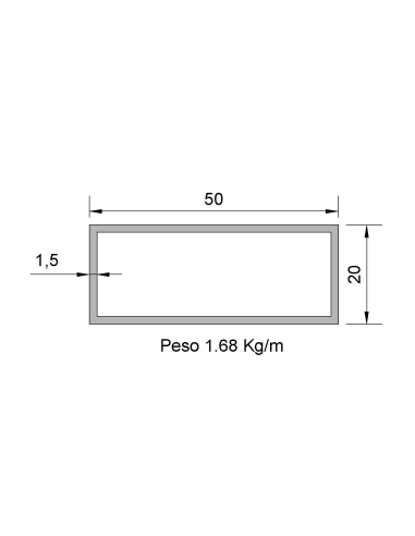 Tubo Rectangular RS-50x20x1.5...