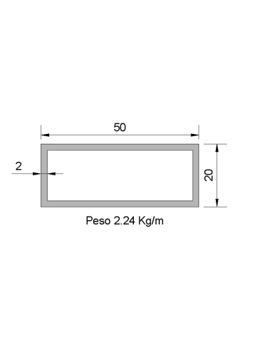 Tubo Rectangular RS-50X20X2 Decapado