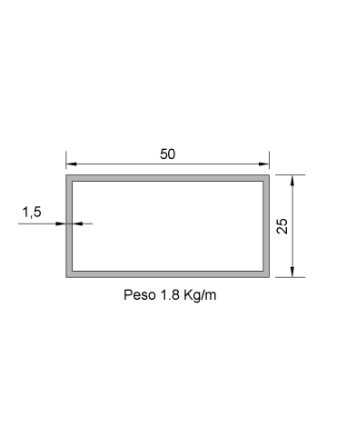 Tubo Rectangular RS-50X25X1.5 Decapado