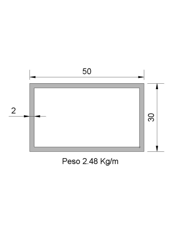 Tubo Rectangular RS-50X30X2 Decapado