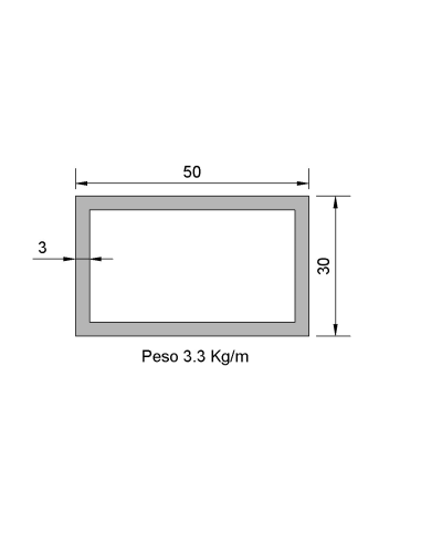 Tubo Rectangular RS-50X30X3 Negro