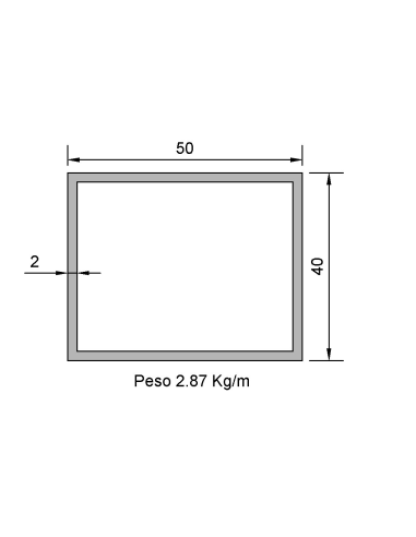 Tubo Rectangular RS-50X40X2 Decapado