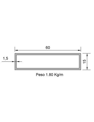 Tubo Rectangular RS-60X15X1.5 Decapado